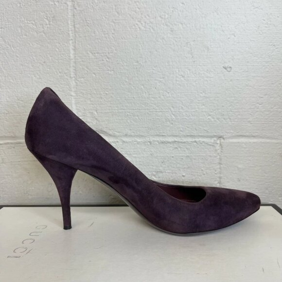 Miu Miu Pumps Purple Suede Close Toe Shoes High Heels Slip On Women's 39 EU/9 US - Picture 3 of 12